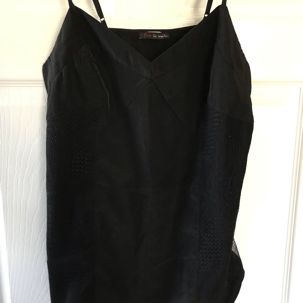 Black lace detail tank top